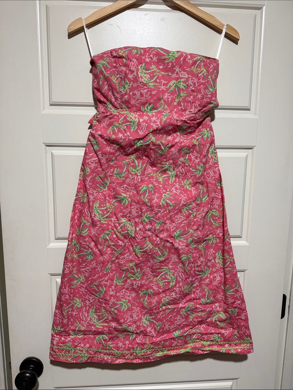 Lilly Pulitzer Strapless vintage  Pink Tropical Palm Print Dress